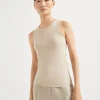 Brunello Cucinelli Top aus Rippenjersey in Baumwollstretch mit Monili | Damen T-shirts & Tops