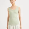 Brunello Cucinelli Top aus Rippenjersey in Comfort-Baumwolle mit Monili | Damen T-shirts & Tops