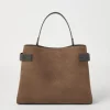 Brunello Cucinelli Top-Handle Essence-Tasche aus Veloursleder mit Precious Bands | Damen Handtaschen & Shopper