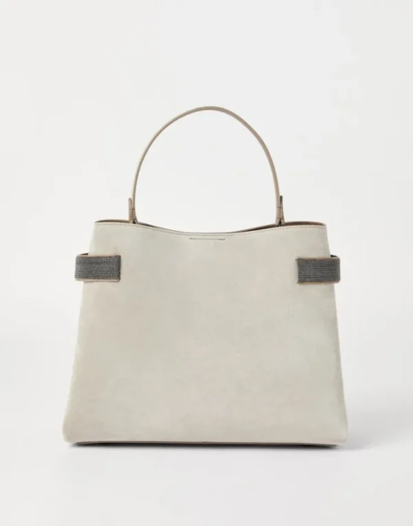 Brunello Cucinelli Top-Handle Essence-Tasche aus Veloursleder mit Precious Bands | Damen Handtaschen & Shopper