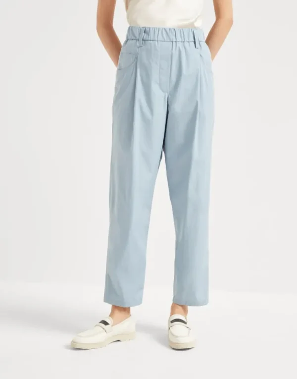 Brunello Cucinelli Track-Five-Pocket-Hose aus leichter Popeline mit Monili | Damen Hosen