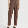 Brunello Cucinelli Track-Five-Pocket-Hose aus leichter Popeline mit Monili | Damen Hosen