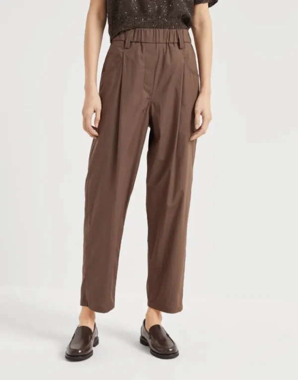 Brunello Cucinelli Track-Five-Pocket-Hose aus leichter Popeline mit Monili | Damen Hosen