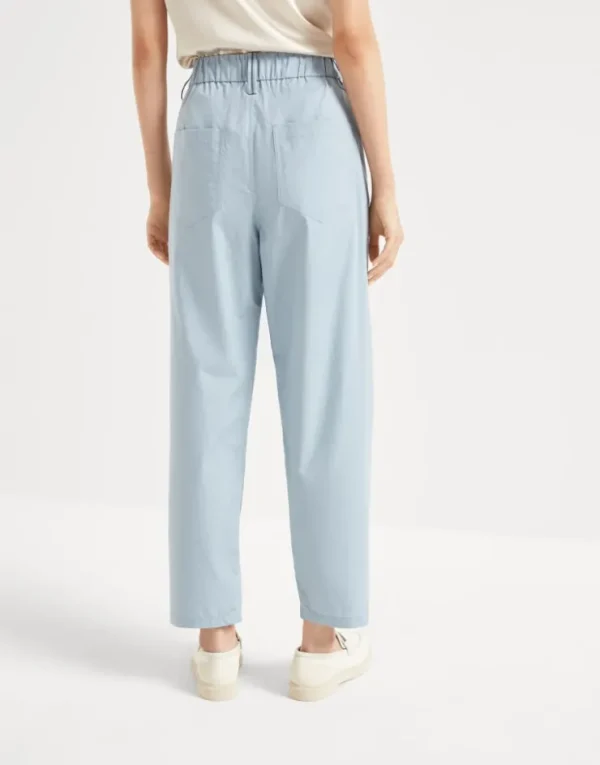 Brunello Cucinelli Track-Five-Pocket-Hose aus leichter Popeline mit Monili | Damen Hosen