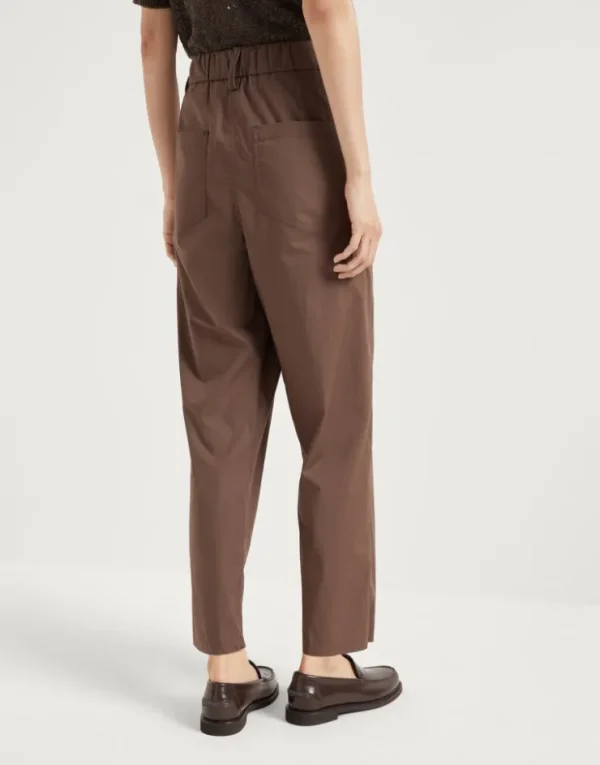 Brunello Cucinelli Track-Five-Pocket-Hose aus leichter Popeline mit Monili | Damen Hosen