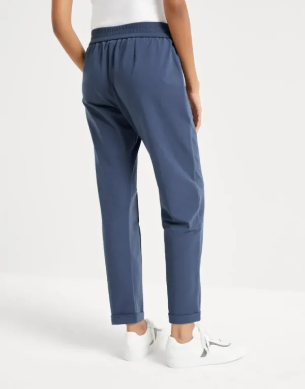 Brunello Cucinelli Track-Hose aus leichtem Baumwollsweat mit Stretch und Monili | Damen Travelwear