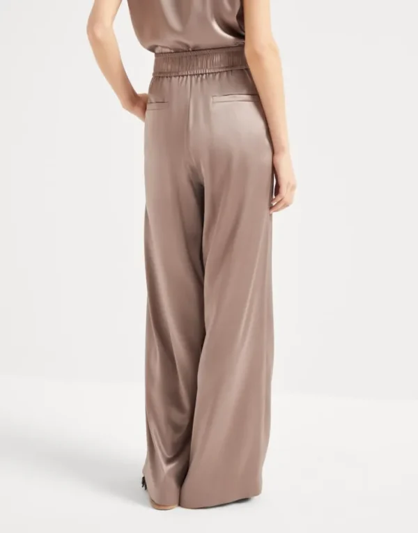 Brunello Cucinelli Track-Hose aus Seidensatin mit Stretch | Damen Hosen | Event-dressing