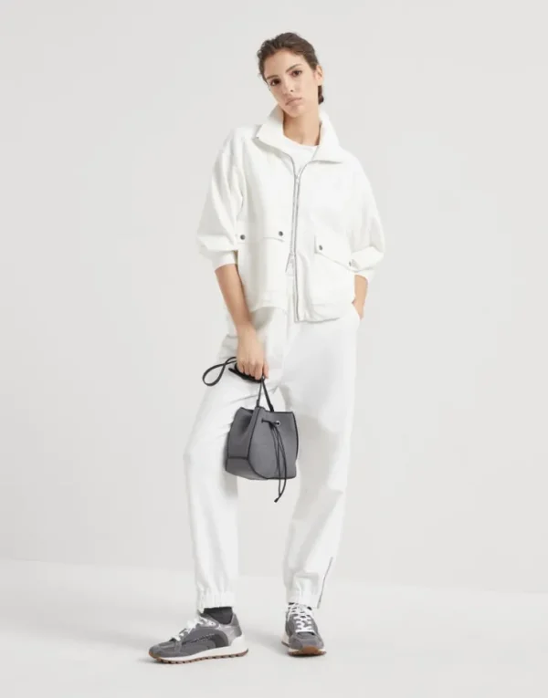 Brunello Cucinelli Track-Hose aus Smooth-Baumwollsweat mit Precious Zipper Cuffs | Damen Travelwear