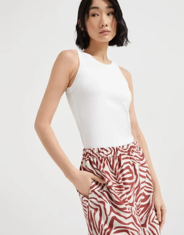 Brunello Cucinelli Track-Shorts aus Popeline mit Ethnic Print in Baumwolle und Seide | Damen Hosen