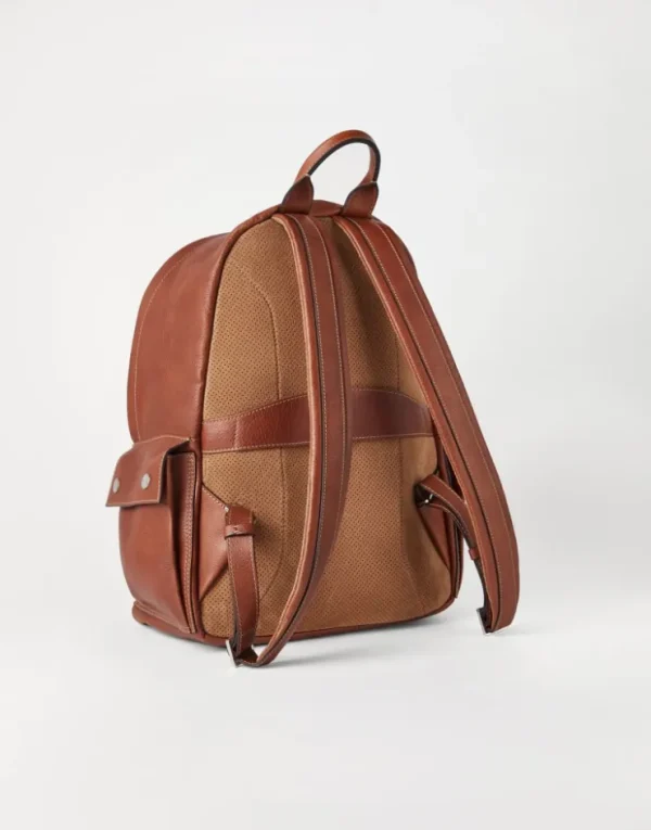 Brunello Cucinelli Travel-Rucksack aus genarbtem Kalbsleder | Herren Taschen