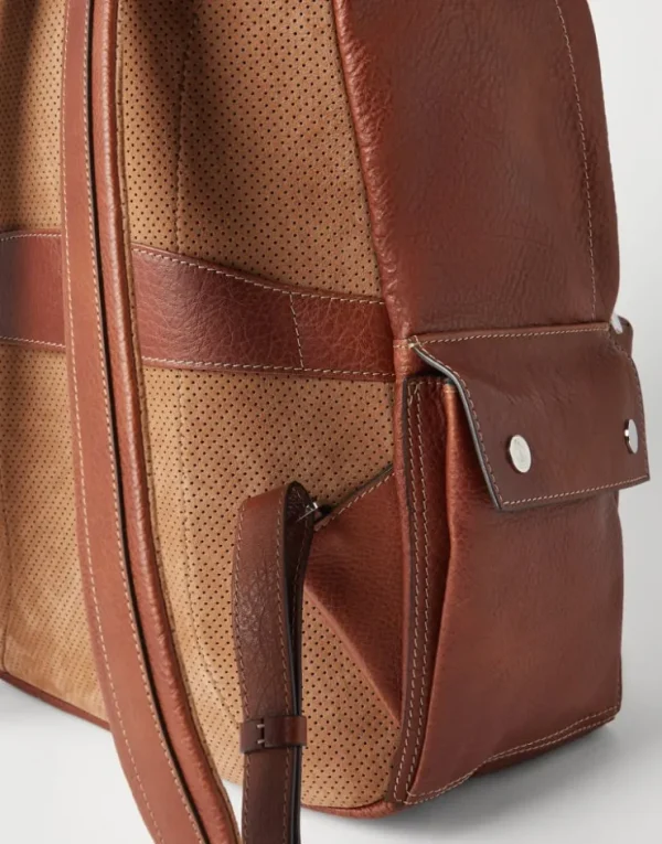 Brunello Cucinelli Travel-Rucksack aus genarbtem Kalbsleder | Herren Taschen