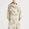 Brunello Cucinelli Trenchcoat aus Canvas in Baumwolle und Leinen mit Glistening Herbarium Embroidery | Damen Mäntel & Jacken