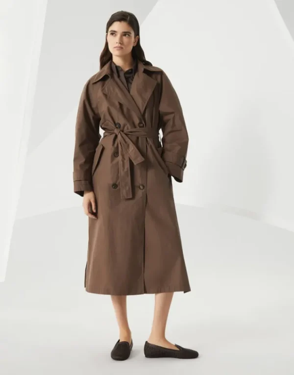 Brunello Cucinelli Trenchcoat aus wasserabweisendem Taft aus Techno-Baumwolle mit Shiny Details | Damen Mäntel & Jacken