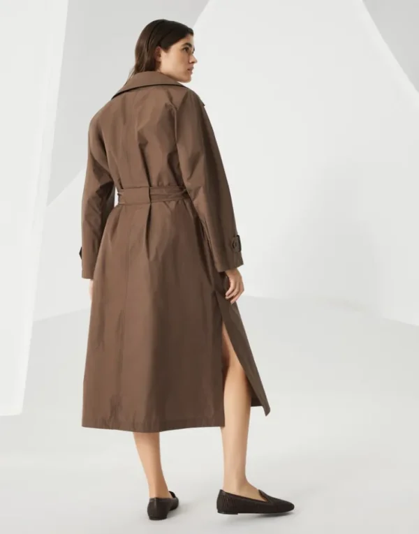 Brunello Cucinelli Trenchcoat aus wasserabweisendem Taft aus Techno-Baumwolle mit Shiny Details | Damen Mäntel & Jacken