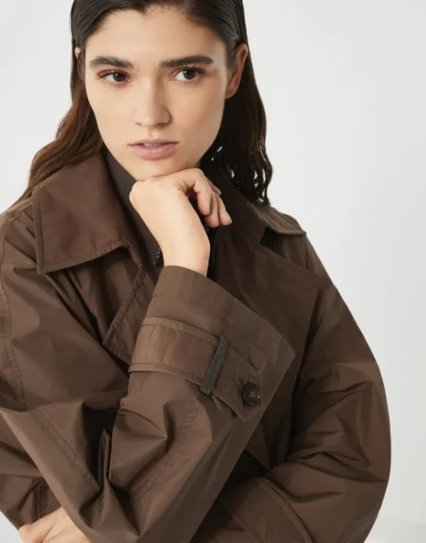 Brunello Cucinelli Trenchcoat aus wasserabweisendem Taft aus Techno-Baumwolle mit Shiny Details | Damen Mäntel & Jacken