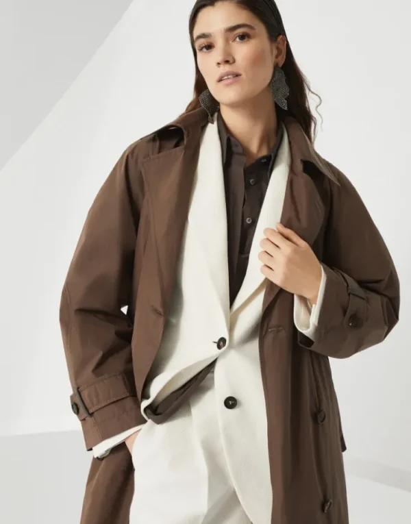 Brunello Cucinelli Trenchcoat aus wasserabweisendem Taft aus Techno-Baumwolle mit Shiny Details | Damen Mäntel & Jacken