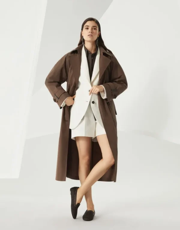 Brunello Cucinelli Trenchcoat aus wasserabweisendem Taft aus Techno-Baumwolle mit Shiny Details | Damen Mäntel & Jacken