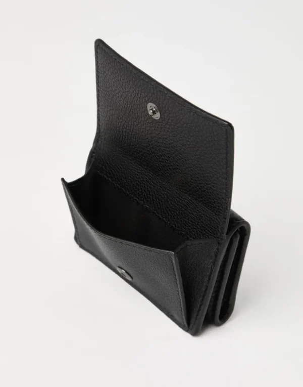 Brunello Cucinelli Trifold-Portemonnaie aus genarbtem Leder | Damen Kleinleder