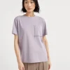 Brunello Cucinelli T-Shirt aus Baumwolljersey mit Shiny Pocket Detail | Damen T-shirts & Tops