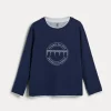 Brunello Cucinelli T-Shirt aus Baumwolljersey mit langen Ärmeln, Faux-Layering und Print | Kinder T-shirts & Hemden