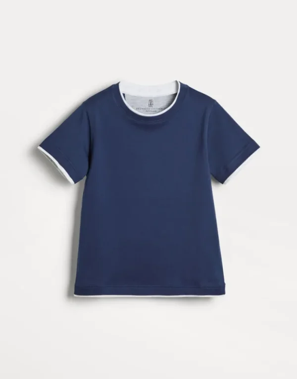 Brunello Cucinelli T-Shirt aus Baumwolljersey mit Faux-Layering | Kinder T-shirts & Hemden