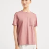 Brunello Cucinelli T-Shirt aus Baumwolljersey mit Shiny Pocket Detail | Damen T-shirts & Tops