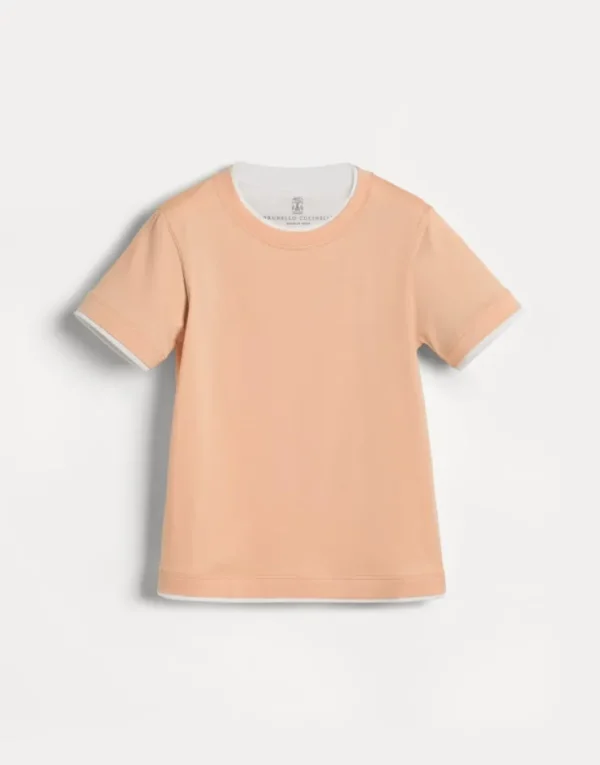 Brunello Cucinelli T-Shirt aus Baumwolljersey mit Faux-Layering | Kinder T-shirts & Hemden