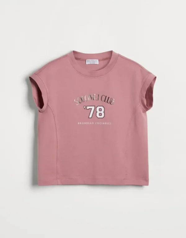 Brunello Cucinelli T-Shirt aus Baumwolljersey mit Print | Kinder T-shirts & Hemden