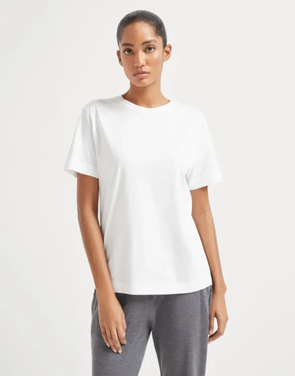 Brunello Cucinelli T-Shirt aus Baumwolljersey mit Monili | Damen T-shirts & Tops