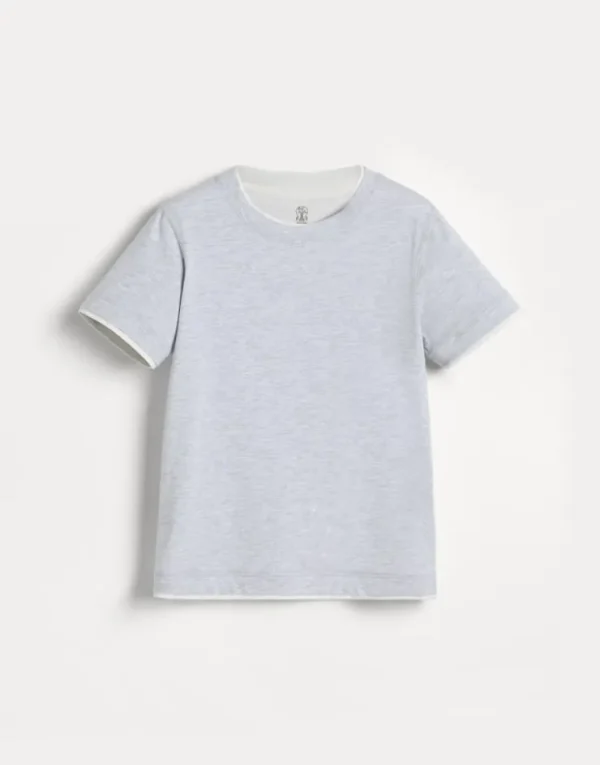 Brunello Cucinelli T-Shirt aus Baumwolljersey mit Faux-Layering | Kinder T-shirts & Hemden