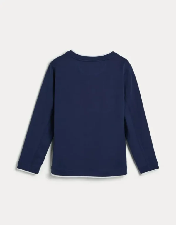 Brunello Cucinelli T-Shirt aus Baumwolljersey mit langen Ärmeln, Faux-Layering und Print | Kinder T-shirts & Hemden