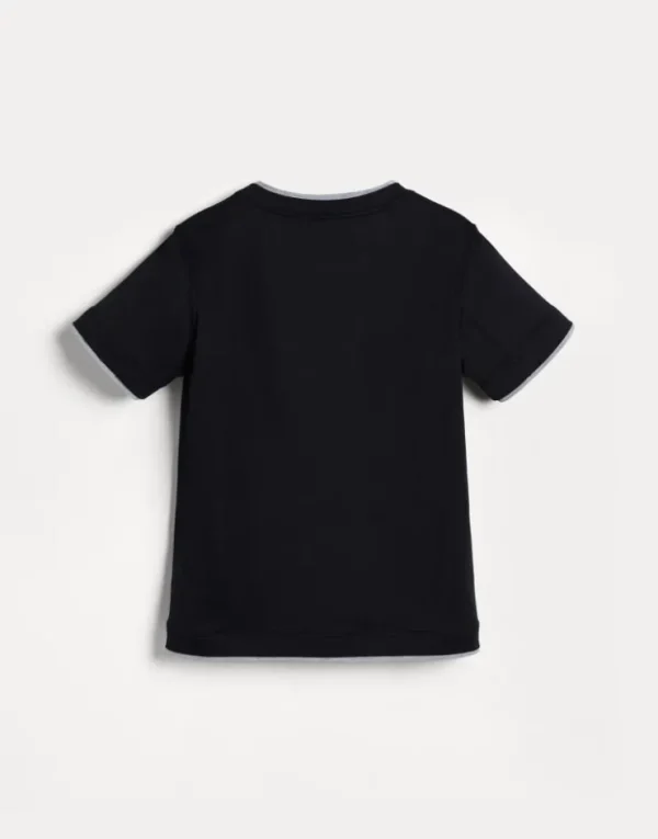 Brunello Cucinelli T-Shirt aus Baumwolljersey mit Faux-Layering | Kinder T-shirts & Hemden