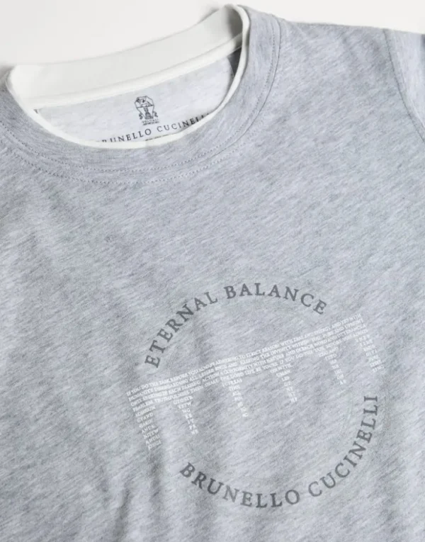 Brunello Cucinelli T-Shirt aus Baumwolljersey mit langen Ärmeln, Faux-Layering und Print | Kinder T-shirts & Hemden