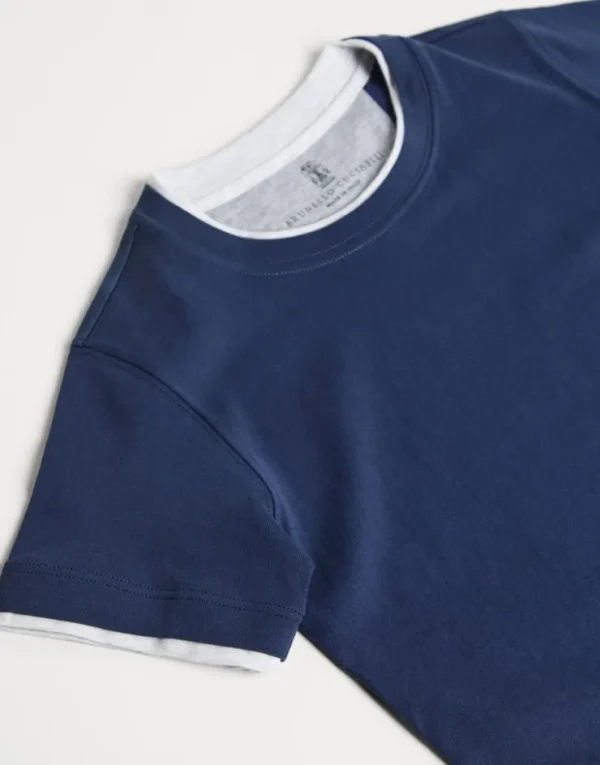 Brunello Cucinelli T-Shirt aus Baumwolljersey mit Faux-Layering | Kinder T-shirts & Hemden