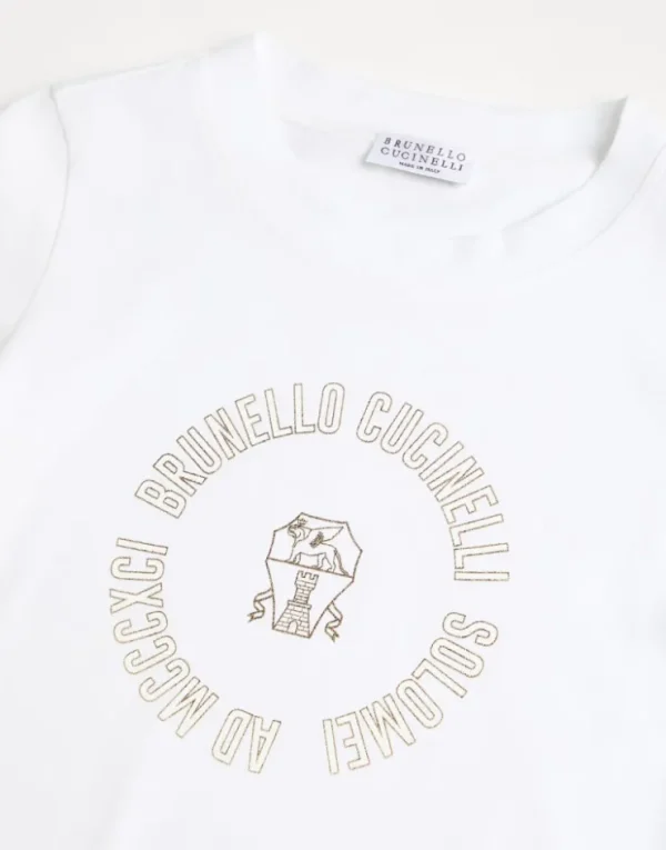 Brunello Cucinelli T-Shirt aus Baumwolljersey mit Print | Kinder T-shirts & Hemden