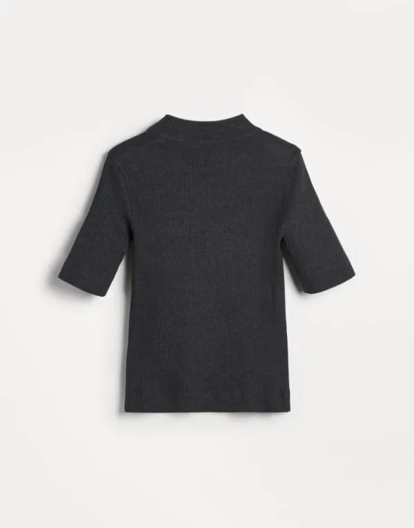 Brunello Cucinelli T-Shirt aus geripptem Baumwolljersey mit Monili | Kinder T-shirts & Hemden