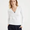 Brunello Cucinelli T-Shirt aus geripptem Stretch-Baumwolljersey mit Precious Insert | Damen T-shirts & Tops