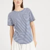 Brunello Cucinelli T-Shirt aus gestreiftem Baumwolljersey mit Shiny Pocket Detail | Damen T-shirts & Tops