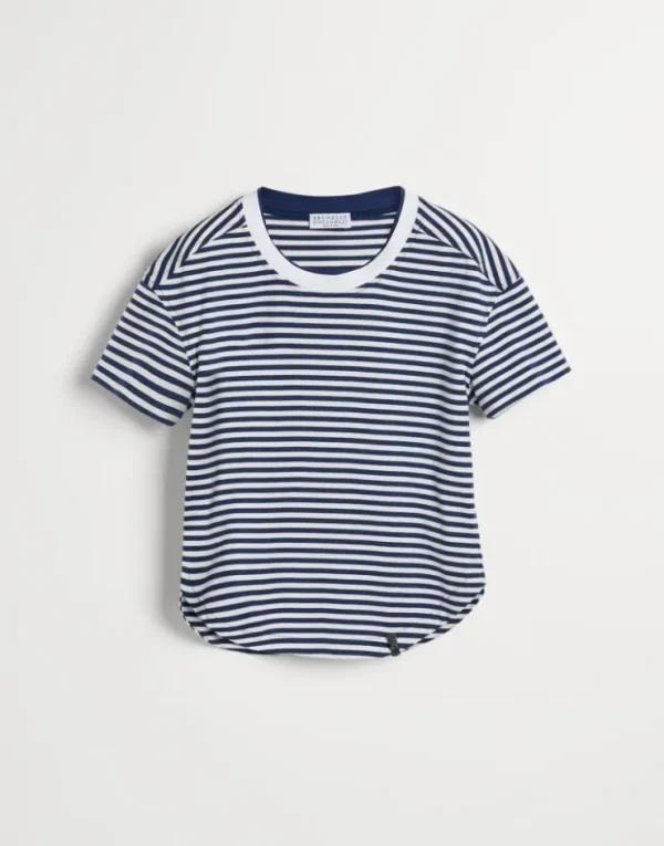 Brunello Cucinelli T-Shirt aus gestreiftem Baumwolljersey mit Monili | Kinder T-shirts & Hemden