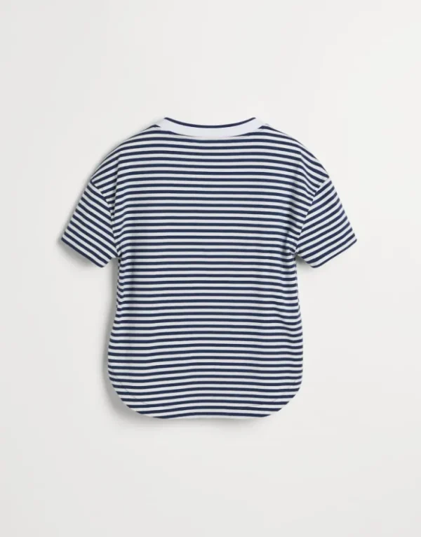 Brunello Cucinelli T-Shirt aus gestreiftem Baumwolljersey mit Monili | Kinder T-shirts & Hemden