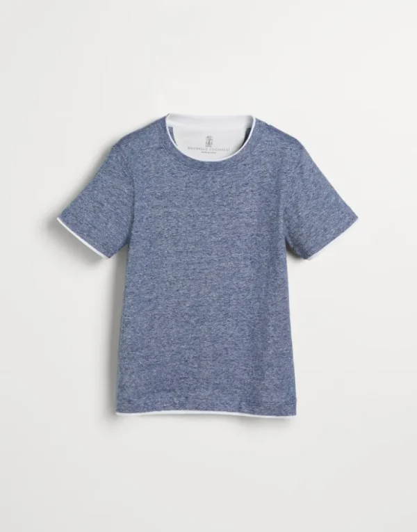 Brunello Cucinelli T-Shirt aus Jersey in Leinen und Baumwolle | Kinder T-shirts & Hemden