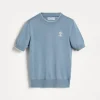 Brunello Cucinelli T-Shirt aus leichtem Baumwollstrick mit Logo | Kinder Strickwaren