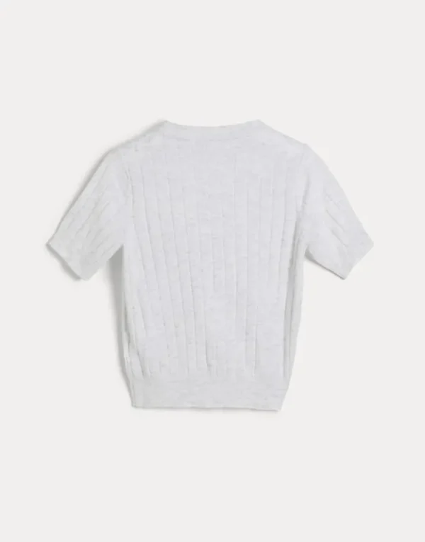 Brunello Cucinelli T-Shirt aus Sparkling-Kaschmir in Rippenstrick | Kinder Strickwaren