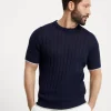 Brunello Cucinelli T-Shirt in flachem Rippenstrick aus Leinen und Baumwolle | Herren Strickwaren