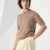 Brunello Cucinelli T-Shirt mit Kraterkragen aus Extra-Light-Strick in Seide und Baumwolle | Herren Strickwaren