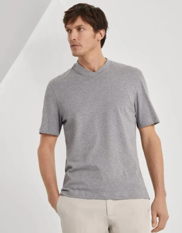 Brunello Cucinelli T-Shirt mit V-Ausschnitt aus Baumwolljersey | Herren T-shirts & Poloshirts