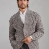 Brunello Cucinelli Tweed-Cardigan aus Soft-Schurwolle und Kaschmir in Zopfstrick | Herren Strickwaren