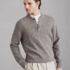 Brunello Cucinelli Tweedpullover aus Soft-Schurwolle und Kaschmir mit Serafinokragen | Herren Strickwaren