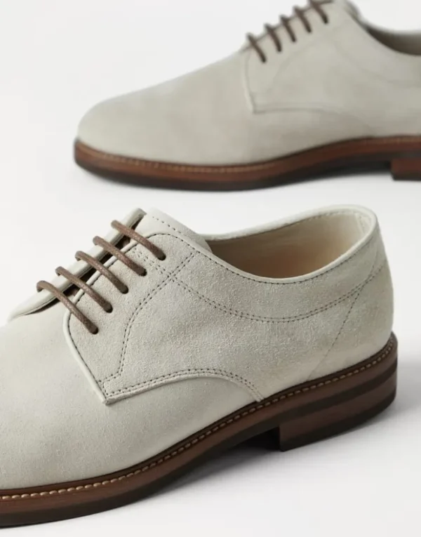 Brunello Cucinelli Ungefütterte Derby-Schnürschuhe aus Veloursleder | Herren Schnürschuhe