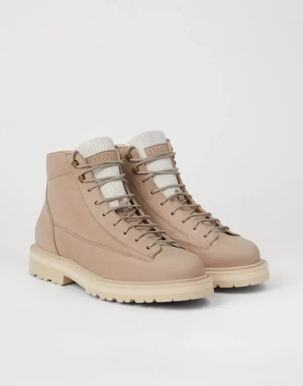 Brunello Cucinelli Urban Outdoor-Boots aus Nubukleder mit Besatz aus Cordsamt | Herren Boots